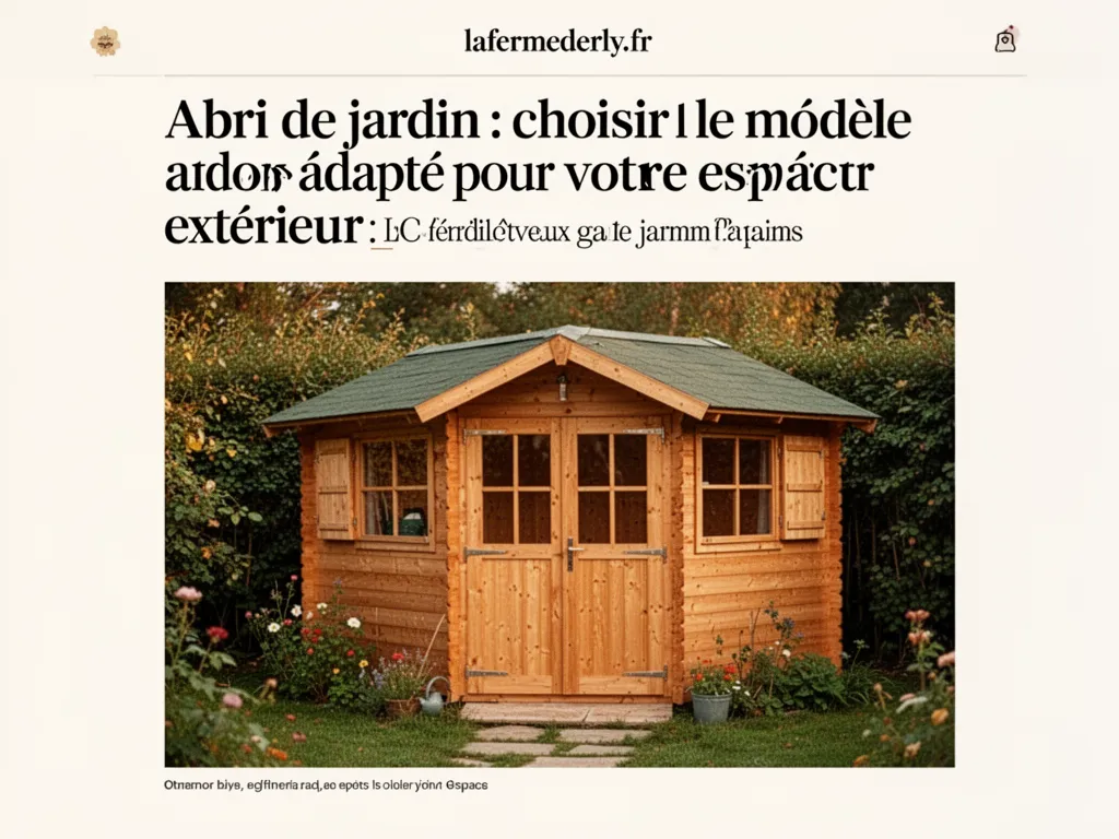 Abri de jardin : choisir le modèle adapté pour votre espace extérieur