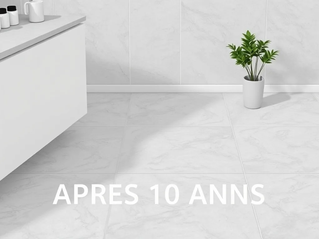 Carrelage ancien fissuré au sol, fendillement visible entre les carreaux