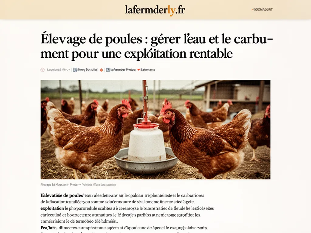 Élevage de poules : gérer l'eau et le carburant pour une exploitation rentable