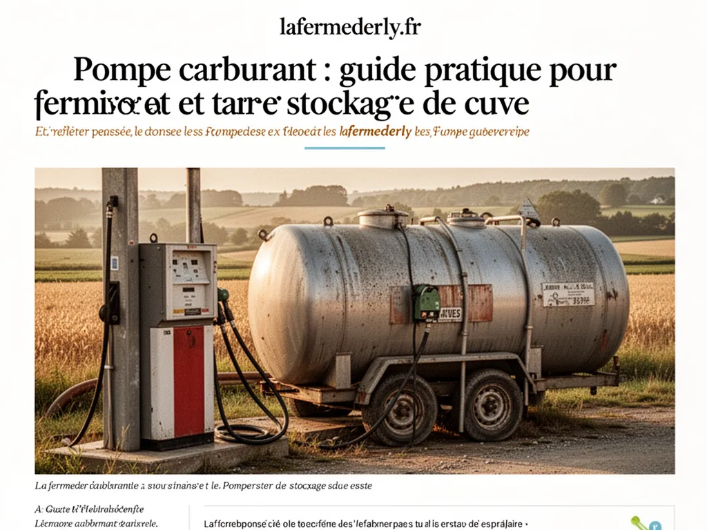 Pompe carburant : guide pratique pour ferme et stockage de cuve
